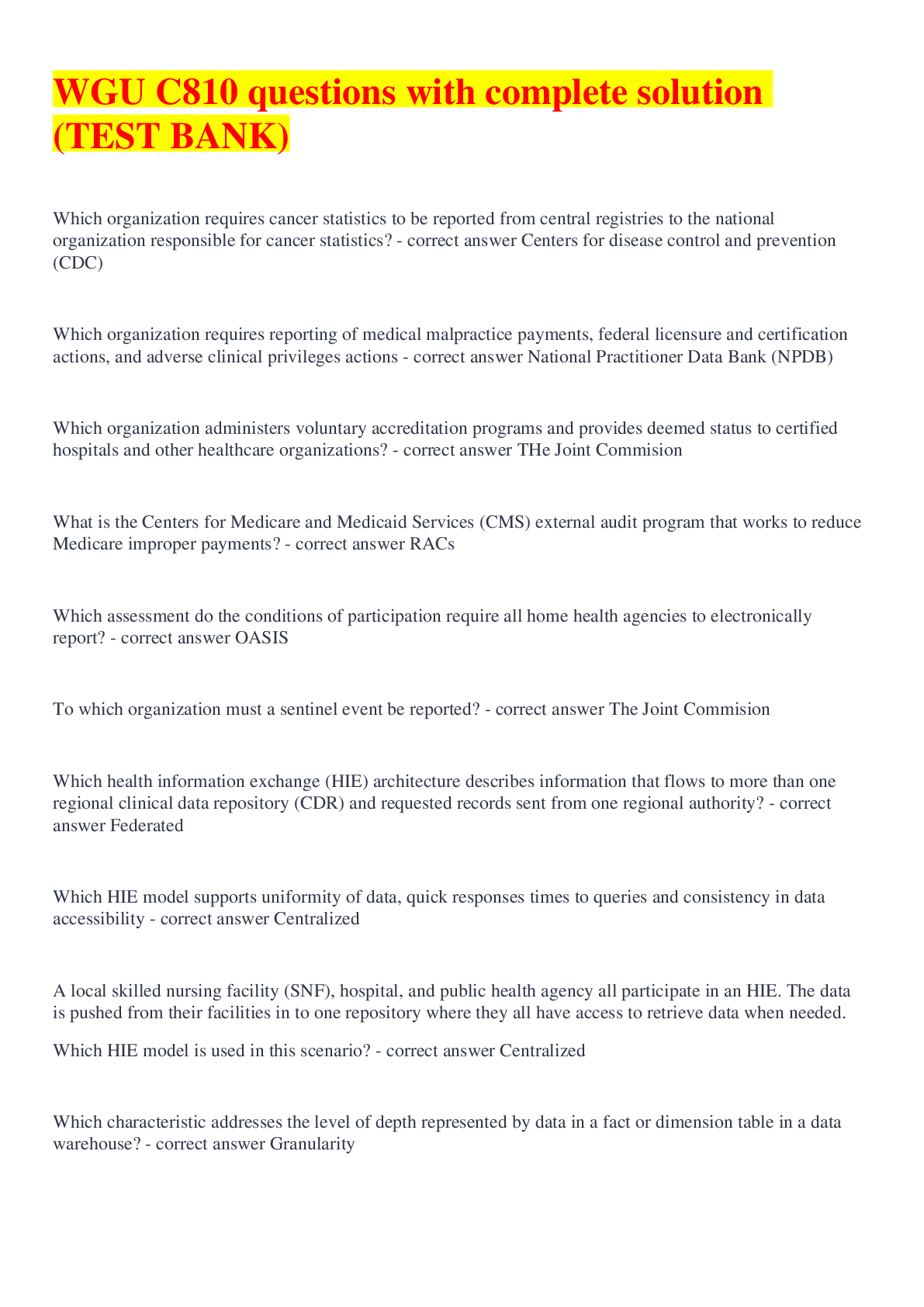 Preview image for WGU C427 PA QUESTIONS AND ANSWERS 100% PASS///WGU C427 PA QUESTIONS AND ANSWERS 100% PASS